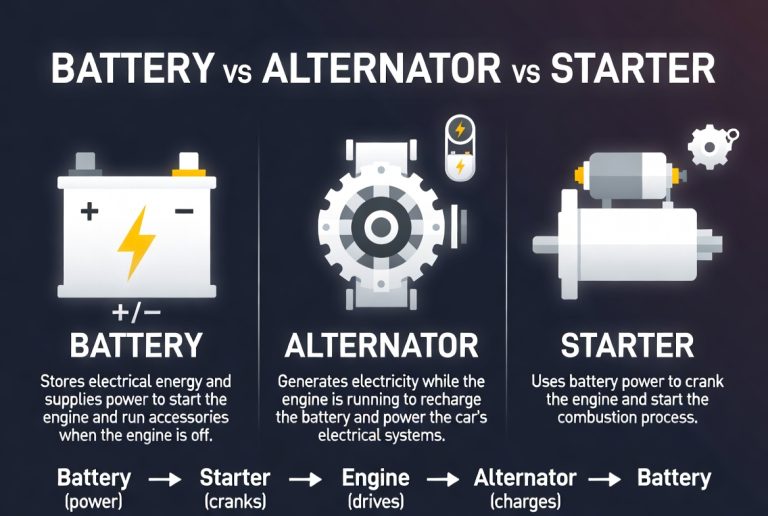 battery vs alternator vs starter