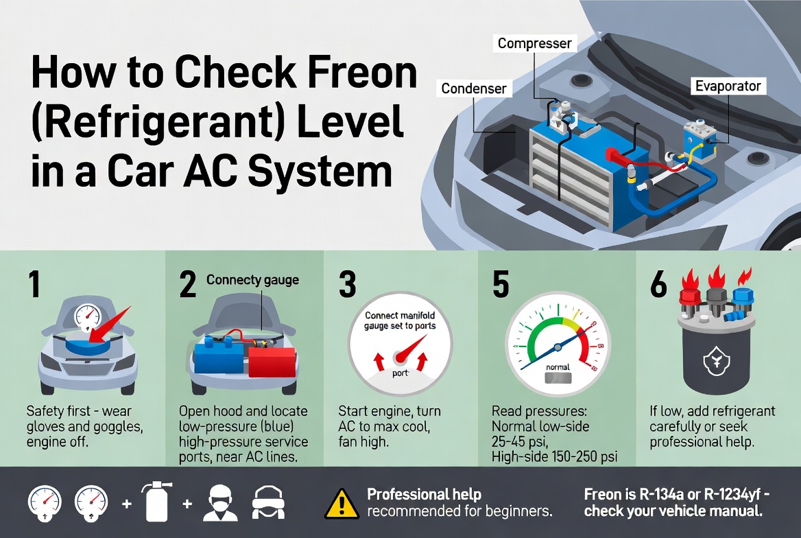 how to check the freon level in a car