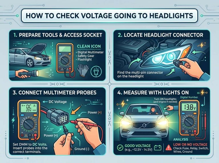 how to check voltage going to headlights
