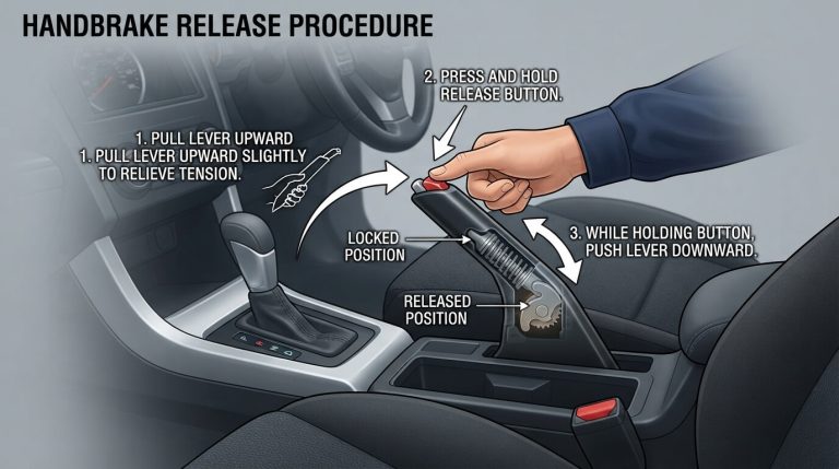 how to release emergency brake when stuck