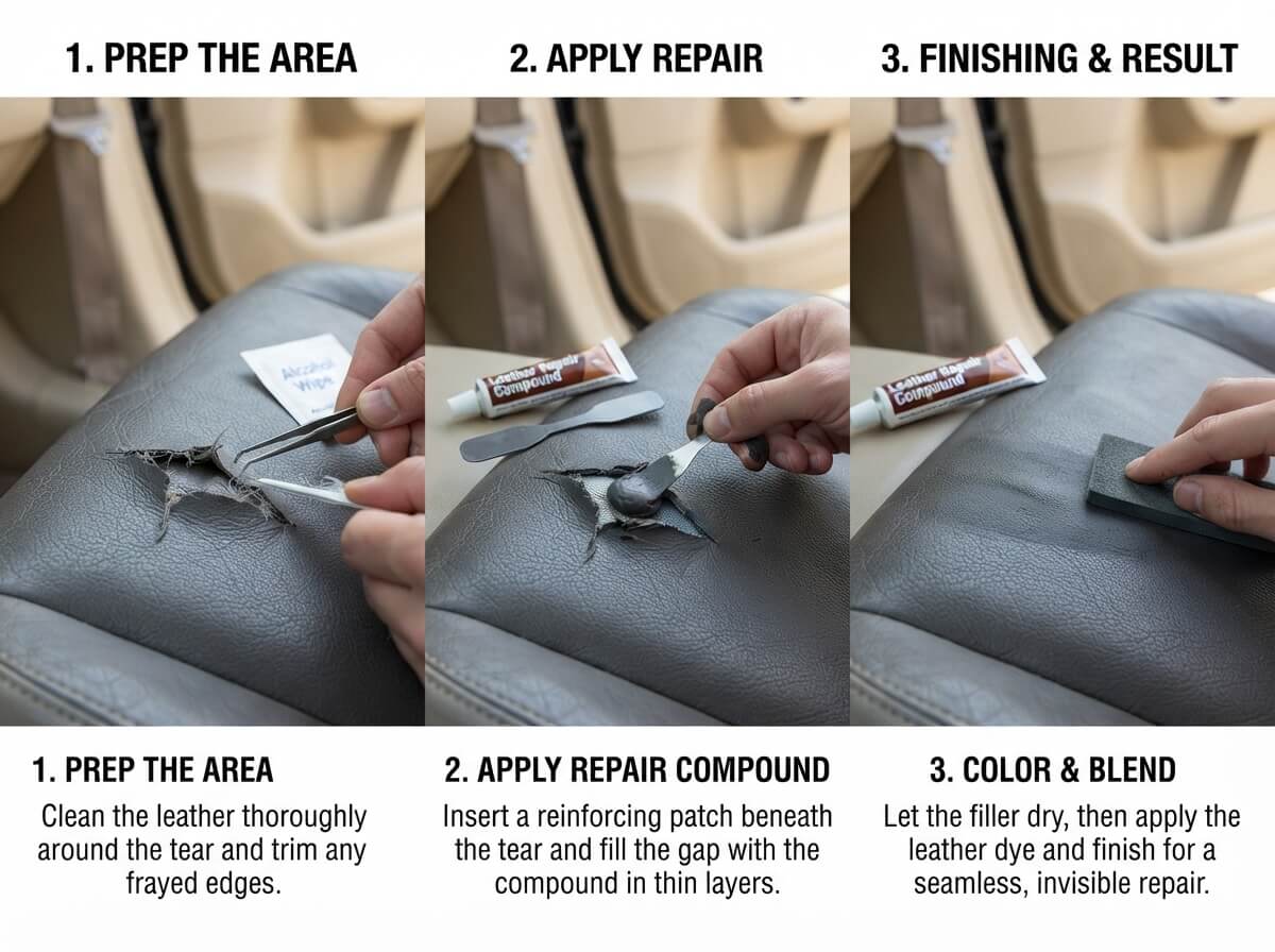 How to Fix a Torn Leather Seat in a Car